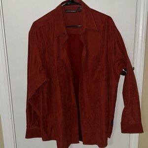 John Henry Men's Red Casual Button Down Shirt